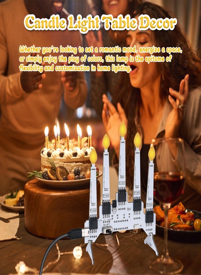 IS RC LED Candle Soldering Practice Kit, Candle Light Soldering Project with 10 Light Modes DIY Candelabra Kit 5 Removable Candles for School Students STEM Education Valentine's Day Decoration - Image 5